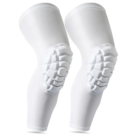 LUODITO Knee Pads Compression Leg Sleeve Wrestling Volleyball Football Knee Pads, Knee Compression Sleeve for Youth Adult, 1 pair of Knee Sleeves ((#1) White-2pcs,XLarge) Cover