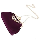 DIKACA Bolso de Mano para Mujer Cadena y Pedrería Clutch de Noche Elegante para Fiesta Boda y Banquete Bolso de Hombro Resistente y Color Púrpura