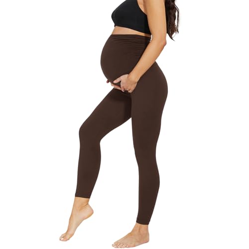 AMIYOYO Damen Umstandsleggings High Waist Schwangerschaftsleggings Blickdicht Umstandshose Freizeithose Stretch Umstandsmode für Schwangere Lang