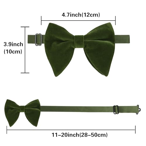 Image of Alizeal Velvet Pre-tied Adjustable Bow Tie for Men Oversize Formal Solid Tuxedo Bowtie
