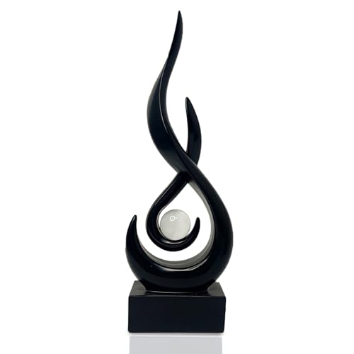 HAMON Sculptures de flamme, décoration moderne pour salon, art abstrait moderne, sculpture d'art abstrait pour salle à manger, bureau, table basse (noir)
