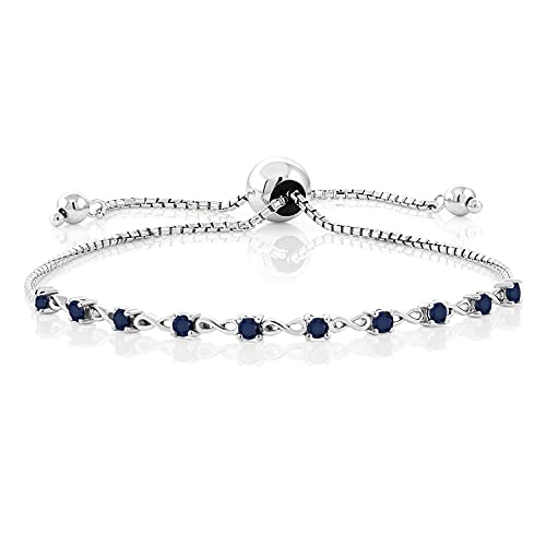 Gem Stone King 925 Sterling Silver Gemstone Birthstone Infinity Tennis Bracelet For Women | Round 2.5MM | Adjustable Bolo Bracelet Up to 9 Inch | Easy-On Easy-Off