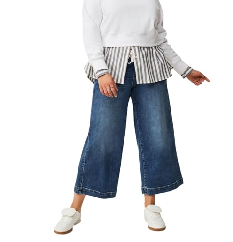 Torrid Women's Plus Size Jeans - Weekend Wide Leg Ankle Crop Mid-Rise Jean