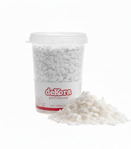 dekora – Confeti de azúcar Copo de Nieve 1 kg, sprinkles comestibles blancos para tartas, cupcakes, galletas y postres de invierno, sin gluten, sin lactosa, apto para vegetarianos