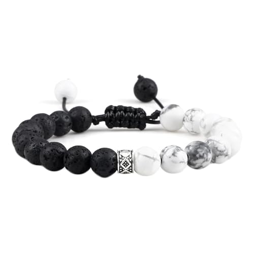 Bracelet en hématite gris foncé pour homme | Pierre ronde élégante