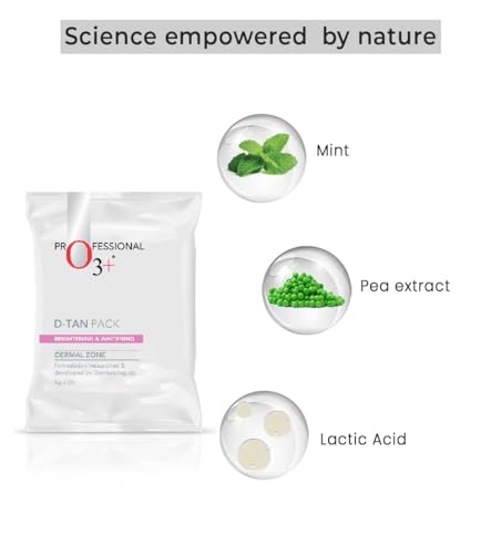 Image of O3+ D-TAN Pack for Instant Tan Removal & Sun Damage Protection Infused with Mint and Eucalyptus Oil Ideal for All Skin Types - 5g x 2 (10gm)
