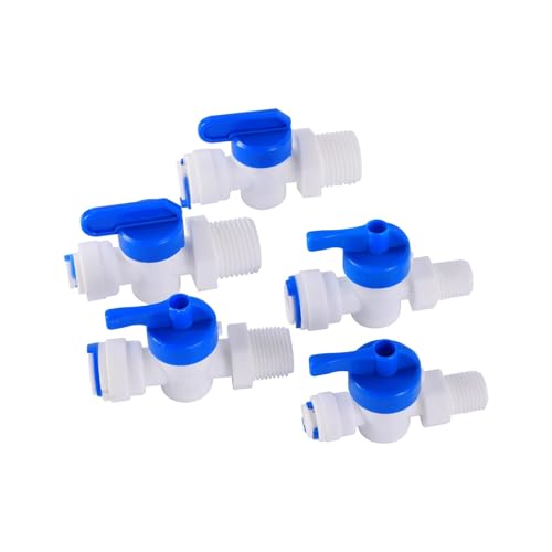 Válvula de bola de plástico anti fugas para ósmosis inversa con conexión macho de 1/4" 5