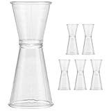 SHINEOFI 6pcs Plastic Double-Sided Cocktail Ounce Measuring Cups Bar Jigger Set for Bartenders Home Bar Use