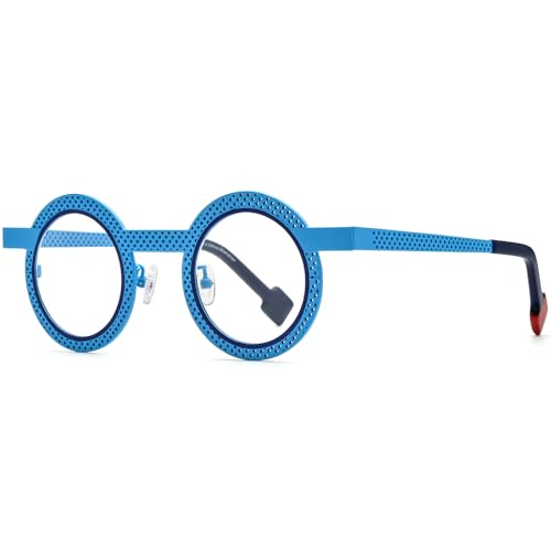 Image of FONEX Colorful Pure Titanium Glasses Frame Women Retro Round Eyeglasses