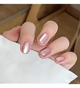 Pink Nails, Designed with cat eyes press on nails，short press on nails，Pink Fake Nails，Medium Sho...