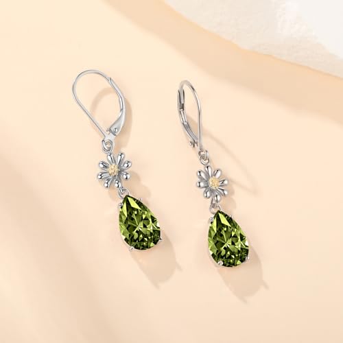 Sterling Silver Birthstone Daisy Dangle Drop Earrings Jewelry Birthday Party Gifts for Women4
