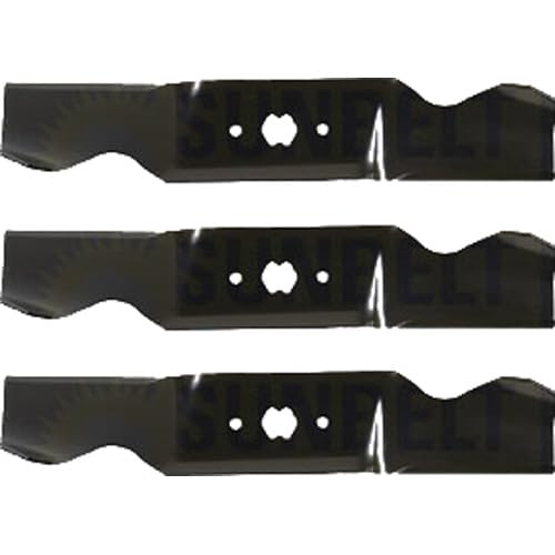 Paquete de 3 cuchillas para cortacésped Troy-Bilt 753-0571 con muescas, de repuesto para cortacésped Troy-Bilt 753-0571  16.25" x 3"  H patrón