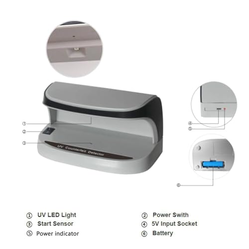 Détecteur de contrefaçons UV portable à capteurs automatiques pour sécuriser vos espèces - 2