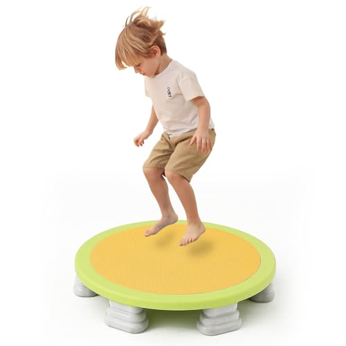 Bounce Board, Mini Trampoline for Kids, Toddlers Trampoline Indoor, Sensory Toys, Autism Sensory Products, Baby Jump Toy Recreational (Yellow, Install Style) by BABAMU - Used condition - US$59.99