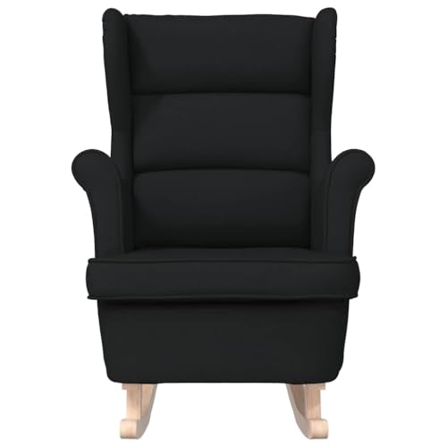 Fauteuil à Bascule, Rocking Chair Chaise à Bascule Fauteuil de Relaxation Noir 74x90x102 cm Tissu – Image 6