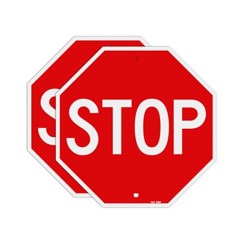 T&R (2 Pack) Stop Sign Street Road Sign 12 x