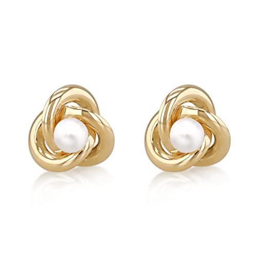 Boucles d'oreilles perles d'eau douce or jaune 9 carats femme puces