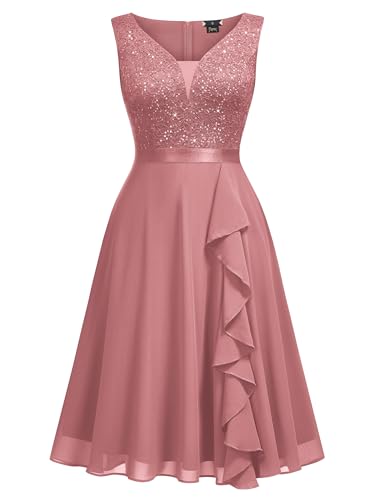 Image of MISSMAY Women's Vintage V-Neck Sequin Formal Party A-Line Dress