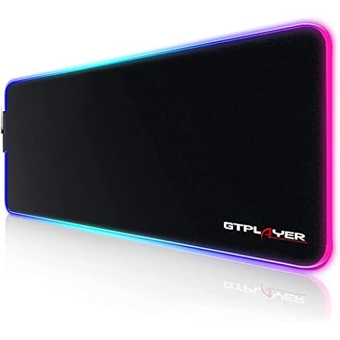 GTPLAYER RGB Gaming Mouse Mats, 14 Modes Extra Large 800 x 300 mm Glowing Led Mousepad Stitched Edge Keyboard Pad Cover