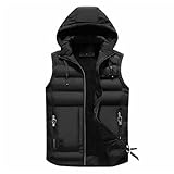 Icegrey Chaleco Plumon Guateado Chaqueta Invierno Caliente Sin Mangas Acolchada con Capucha y Cremallera, Negro