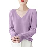 Kaschmir-Pullover für Damen, langärmelig, V-Ausschnitt, weicher Pullover, Strickhemden, einfarbig, leicht, lässig, elegant, schmale Passform, Herbst und Winter, wassermelone, XXL