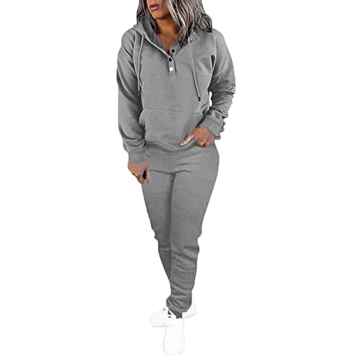 Nimsruc Two Piece Outfits For Women Jogging Suits Casual Sweatsuits Jogger Tracksuits Long Sleeve Hoodie Matching Sets Gray L #TOP1