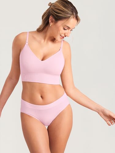 Image of MOMANDA Ribbed Longline Nursing Bras | Materntiy sleep bralettes, V neck, For breastfeeding, Comfort, For women