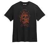 Gedruckte Grafiken HARLEY-DAVIDSON Herren T-Shirt aus Baumwolle Skull Space Tee Shirt - Kurzarm Oberteil für Männer mit Rippstrick Rundhals, XL