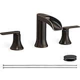 HOIGY Oil Rubbed Bronze Bathroom Sink Faucet Widespread, 8 Inch Waterfall Faucet Bathroom 3 Hole with Pop-up Drain and cUPC Supply Lines, 2 Handles for Vanity, Restroom, Farmhouse, Brass Material