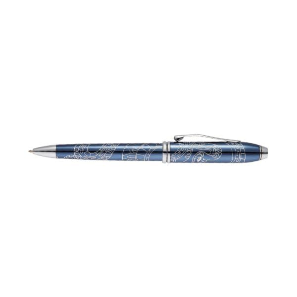 Cross Townsend Kugelschreiber Sonderedition 'Jahr der Schlange' (Strichstärke M, Schreibfarbe schwarz, dokumentenecht, Premium Geschenkbox) durchscheinender blauer Lack mit verchromter Gravur