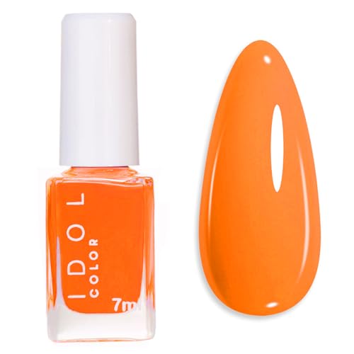 Bright Orange Nail Polish - Neon Orange Nail Varnish - Neon Nail Polish Quick Dry - 7ml Long Lasting Nail Varnish Non Gel Air Drying Fast High Gloss Color for DIY Manicure