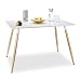 Produktbild Relaxdays Esstisch weiß ARVID, Holz, rechteckig, HxBxT: 75 x 120 x 80 cm, Beine natur, Gummi Untersetzer, white