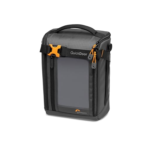 Lowepro Gearup Creator Box Large II, Sac pour Appareil Photo sans Miroir et Reflex Numérique, Sacoche avec Accès Quickdoor, Fabriqué en Tissu Recyclé, Divisions Intérieures Rembourrées Orange, Gris