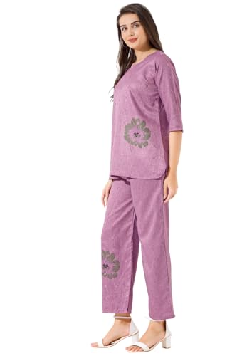 Image of Linen Printed Night Wear Top and Bottom Night Suit Set | Summer Outfit | Co-ord Set for Women | Shirt & Pajama | Night Suit Dress for Women