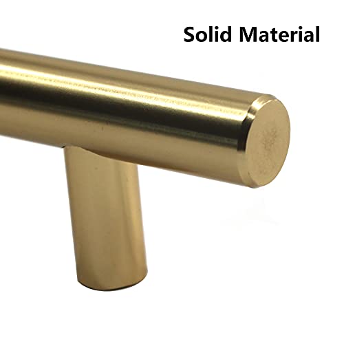 Zerniple Overall Length 300mm Brushed Brass T Bar Handle Pull Kitchen Cabinet Handle Solid Aluminum Alloy Drawer Wardrobe Pull Cupboard Knobs 192mm (2 Pieces) - Image 2