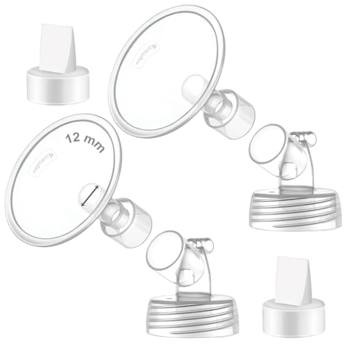 Image of 2X 12 mm Maymom Two-Piece Wide Neck Pump Parts Compatible with Spectra S1,Spectra S2 Pumps and 2 Valves; Incl Wide Mouth Flanges; Not Original Spectra Flange; (12mm Flange with Valve)