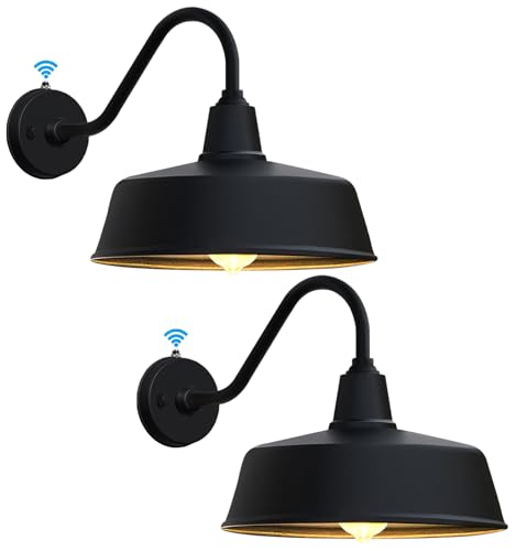 Image of JOESA Enhance The Aesthetics of Your Outdoor Space with a Stylish Black Gooseneck Barn Light - Durable and Weatherproof Design, Perfect for Illuminating Porch, Garage, and More.
