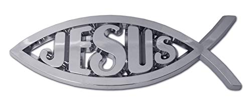 Image of Elektroplate Christian Jesus Fish OEM Chrome Emblem for Cars, Trucks, and All Auto | Universal Fit at 4.0 inch x 1.4 inch | Weatherproof