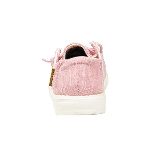 Image of HEYDUDE Girl's Wendy Youth Linen Cotton Candy Size 3 | Girl's Shoes | Girl's Lace Up Loafers | Comfortable & Light-Weight