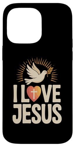I Love Jesus Dove 平和なオリーブの枝 スマホケース iPhone 14 Pro Max 用