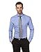 Vincenzo Boretti Camicia Uomo Eleganti, Taglio Aderente/Slim-Fit, Colletto Francese, Manica Lunga, in Tinta Unita - Non Stiro/Non-Iron Blu 39-40