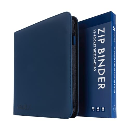 Image of Vault X 12 Pocket Zip Binder, 480 Cards, Exo-Tec Material, 20 Side-Loading Pages (Blue)