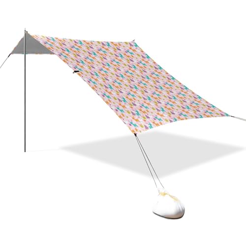 Stable Beach Tent UPF50+ Protection Water-Resistant Sun Shade with Sandbags
