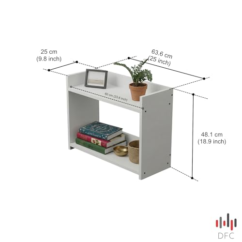 Image of DFC Element Crysta Shelf for Home, Living Room & Bedroom | Engineered Wood Storage Shelf with Open Display Design | Space Saving Organizer for Books, Decor & Daily Essentials (Classic White, 2 Level)