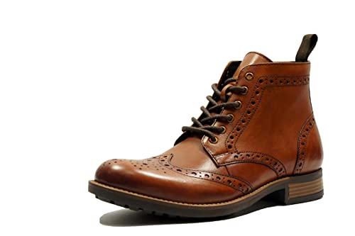 Hx London LEATHER BROGUE LACE-UP BOOT FOR MEN