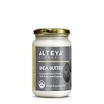 Burro di karité biologico Alteya da 300 g - Con certificazione biologica USDA, 100% puro, naturale e vegano - Viso, Labbra e Capelli - Nutre, protegge, idrata