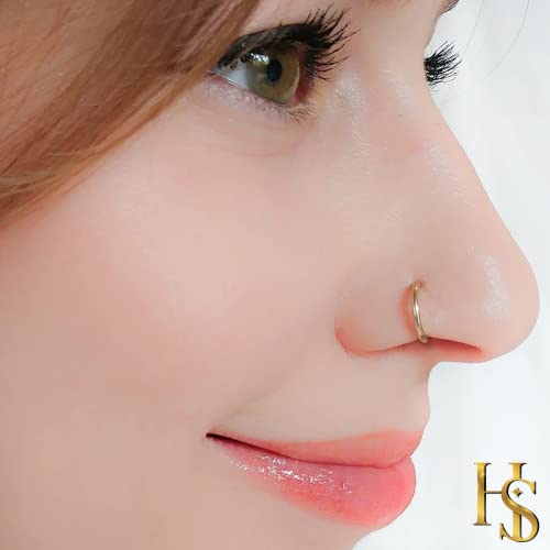 HighSpark 92.5 Sterling Silver Nose Ring for Women | Simple & Elegant Septum Ring/Nose Pin/Silver Nath/Piercing Hoop for Women & Girls | Lovely Gift