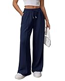 ATHMILE Jogging Pants for Women High Waisted Baggy Pants Drawstring Athletic Jogger Cute Clothes for Teen Girls Navy