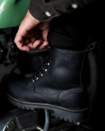 Image of Trip Machine Company Premium Leather Men's Motorcycle Riding Boots - Derby | 3 Point Protection | Ankle, Toe & Heal Protectors | CE Certified | Light Weight | Anti Slip Sole | Lifestyle Boots