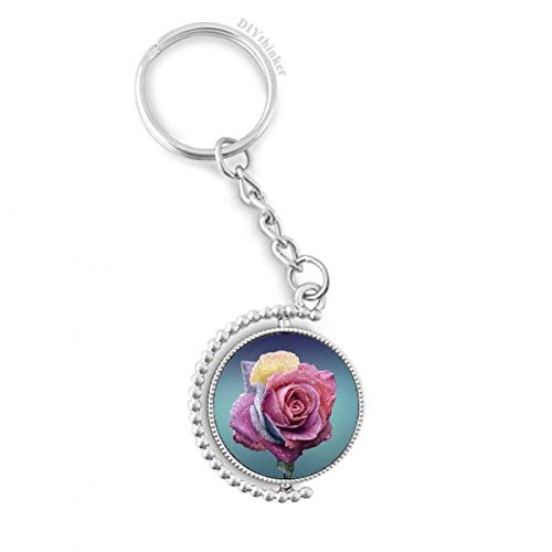 Porte-clé rotatif rose foncé avec anneau robuste multicolore
